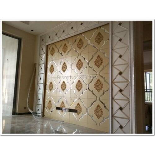 1BOX 10pcs 40x40cmHigh-end Glass spell mirror embroidery acoustic panel Leather panel wallpaper wall panel livingroom background