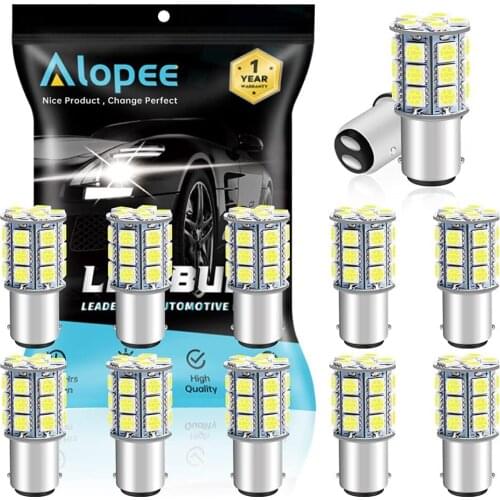 12-Pack BA15D 1142 White LED Light 12V-DC 5050 27 SMD Car Interior RV Camper Lighting Turn Signal Light Lamps Tail Backup Bulbs