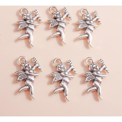 20pcs 23*14mm Angel Charms Vintage Silver Color Handmade Craft Pendant Charms Making DIY Jewelry For Bracelet Necklace Earrings