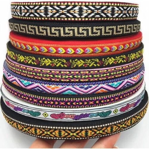 3M/Lot Ethnic Vintage Embroidered Ribbons Lace Fabric DIY Headwear Garment Bag Decoration Sewing Accessories HB206