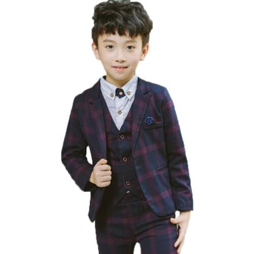 2019 Boys Formal Suit Wedding Party clothing Kids Blazer Vest Pants 3pcs Tuxedo Children boys Birthday Dress Costume