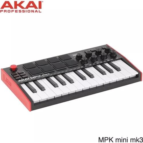 AKAI Professional MPK Mini MK3 - 25 Key USB MIDI Keyboard Controller With 8 Backlit Drum Pads, 8 Knobs Music Production Piano