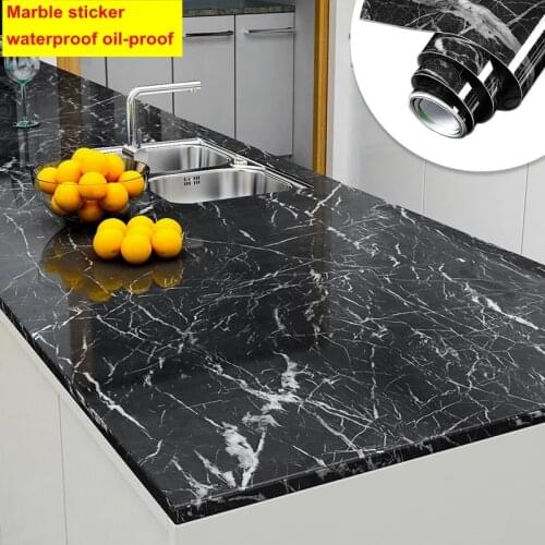 White Modern Kitchen Marble Removable Stickers Waterproof Anti Mildew Classic Marble Wall Stickers Protect Desktop PVC Stickers