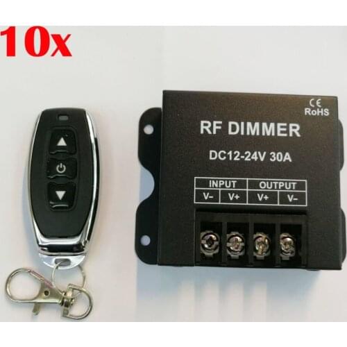 FREE DHL 10 sets RF Dimmer 12V/24V 30A Adjustable Bright Controller for DC 12V/24V LED Light/LED Strip Light 3 Years Warranty