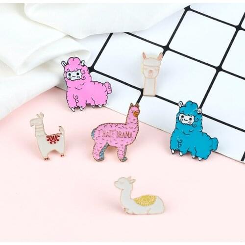 Cute Animal Brooches Cartoon Camel Alpaca Enamel Pins Metal Custom Button Fashion Jewelry Lapel Denim Badges Gift for Women Kids