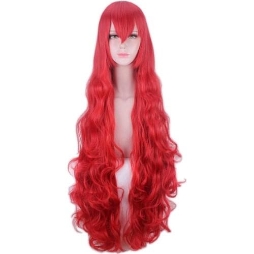 Ccutoo 110cm Land of the Lustrous Padparadscha Red Wavy Long Synthetic Hair Cosplay Costume Wigs Heat Resistance Fiber