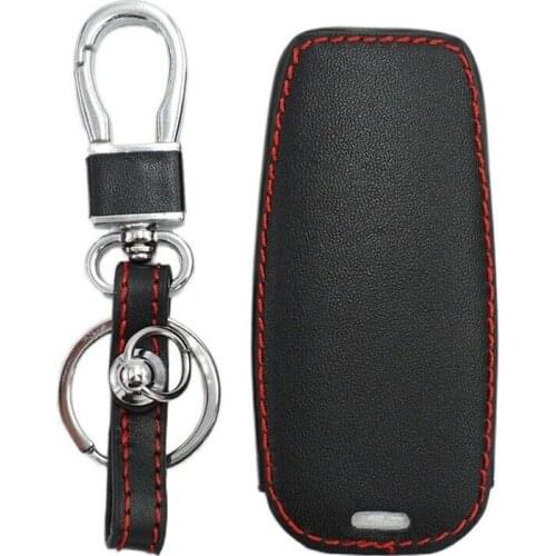 Car Key Case Cover Black Leather Cover 8 Buttons Car Key Cover Holder For Hyundai Genesis GV70 GV80 G80 Car Accessories