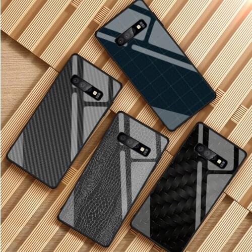 Carbon Fiber Tempered Glass Phone Case For Samsung Galaxy S8 S9 S10 S20 PLUS J6 J8 2018 NOTE 8 9 10 Cover Shell