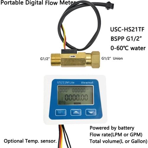 US211M Lite USC-HS21TF 1-30L/min Digital Flow Meter 5V Flow Reader Compatible with all our hall effect water flow sensor