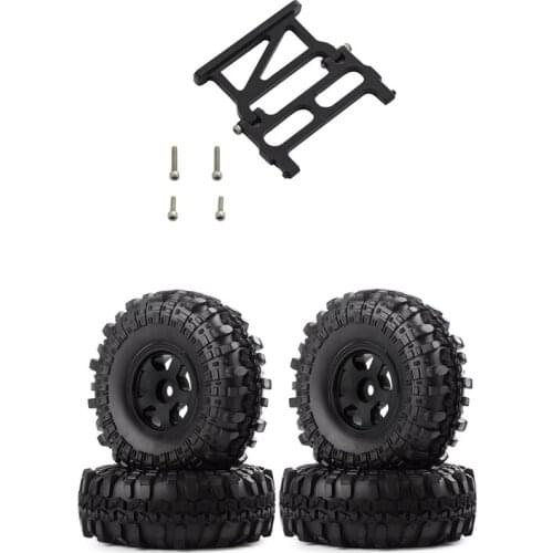 For Axial SCX24 1/24 4PCS 1.0 Metal Beadlock Wheel Rims Tire Tyres Set & 1Set Metal Rear Body Shell Columns Post Holder