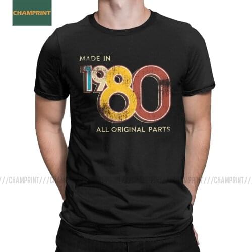 Mens Made In 1980 40th Birthday 40 Years Old School Retro 1980 T Shirt Anniversary Cotton Tops Short Sleeve Tee Unique T-Shirts