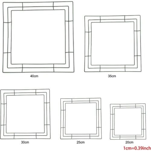 G5AB Square Metal Wreath Frame DIY Christmas Crafts Garland Iron Wire Hanging Ring
