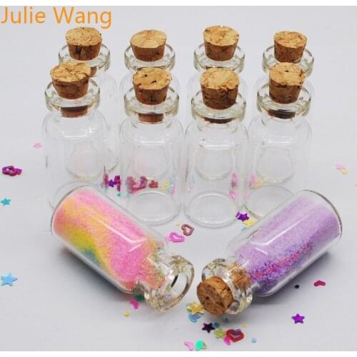 Julie Wang 10pcs 7ml Tiny Small Empty Clear Cork Glass Wishing Message Bottles Vials For Wedding Holiday Decoration Gifts