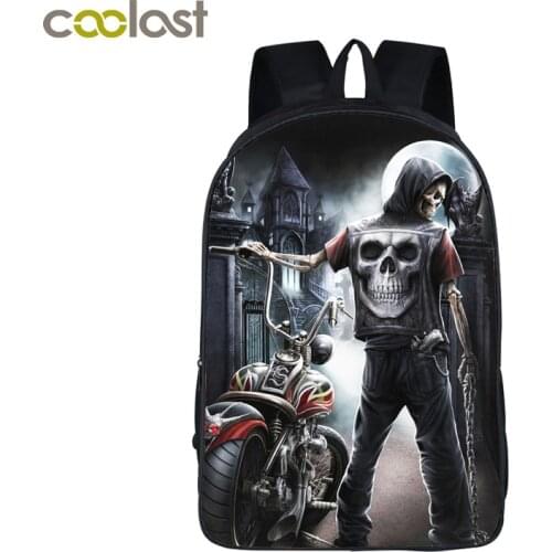 Cool Gothic Grim Reaper Skull Backpack For Teenagers Men Women Travel Bags Boys Girls Children School Backpack Bags Best Gift
