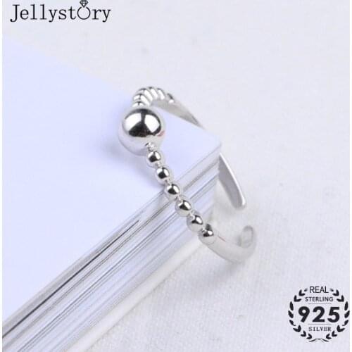 Jellystory 925 Sterling Silver Open Rings for Women Round shaped Adjustable Ring Fashion Jewellery Wedding Party Gifts wholesale