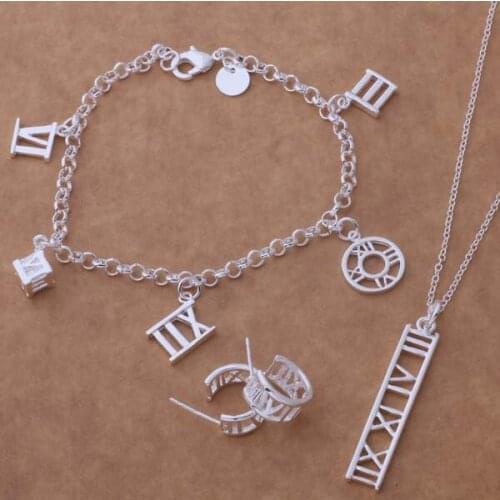 AS114 Hot Lucky Silver Color Jewelry Sets For Women Jewelry Sets Bracelet 125 + Necklace 255 + Earring 230 /dngamena Bhaajyha