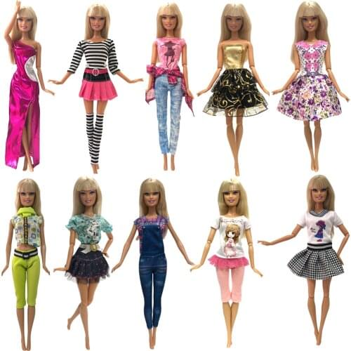NK 2020 10 Set Doll Hot sale Outfit Fashion Clothes Casual Party Dress Suits For Barbie Doll Gift Baby Toy Doll Clothing 2X