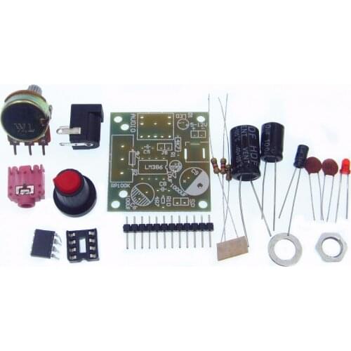 LM386 Mini Amplifier Board DIY Kit 3V-12V Power Amplifier Suit Variable Resistor DIP8 IC LED Audio Capacitor DC005 Byond TDA2030