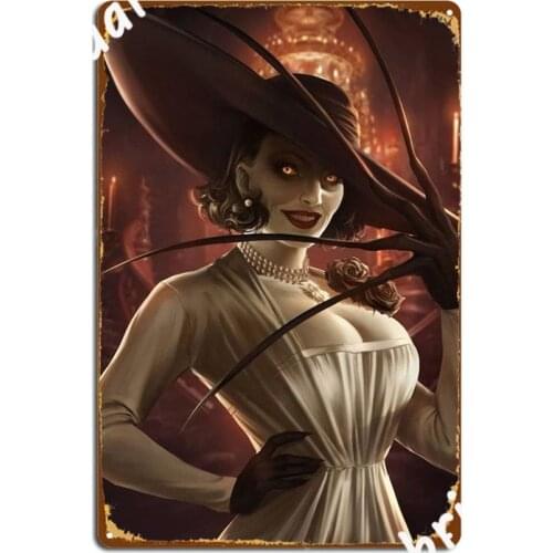 Alcina Dimitrescu Metal Plaque Poster Plaques Retro Club Bar Wall Cave Tin Sign Posters