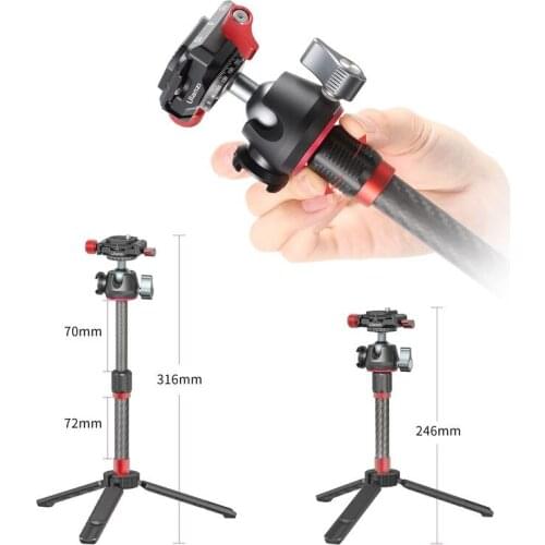 Ulanzi Metal Tripod MT-43 With Quick Rellease Plate 360° Ballhead Cold Shoe Extendable Selfie Stick Tripod for Phone Camera DSLR