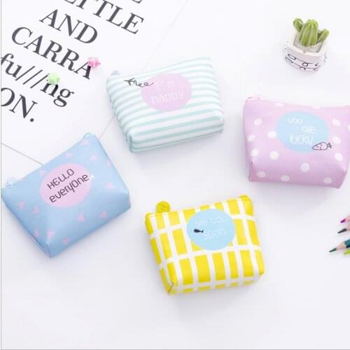 Mini PU Leather Coin Purse Earphone Storage Bag Girls Sanitary Pad Pouch Holder Women Lady Wallet Cartoon Kids Dollar Money Case