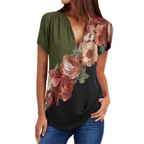 Fashion new casual short-sleeved shirt, woman blouse, print plus size shirt