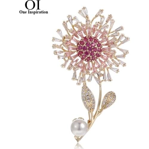 OI New Enamel Flower Lady Copper High End Brooches Two-color Wedding Banquet Office Brooch Pin Gift