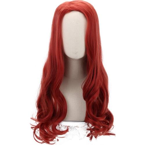 Burgundy Brown Ombre Long Wavy Cosplay Synthetic Hair Wigs for Women Party Costume Halloween Comic Movie Mera Aquaman