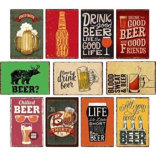 Beer Vintage Metal Tin Sign Exquisite Chic Poster Wall Decor Art Plaque Pub Bar Cafe Home Tavern Retro Decorative Plates