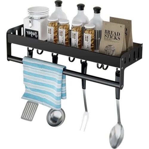 Free Punch Kitchen Hanging Shelf Rack Bowl/ Dish/ Condiment/ Knife/Plastic Wrap/Spoon/ Chopsticks Shelf Rack with strong bearing