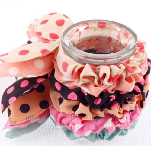 Stripes Dots Hair Scrunchies Lovely Colors Bow Knot Ponytail Holder Gum Hairwear Hair Accessories 14 Kinds
