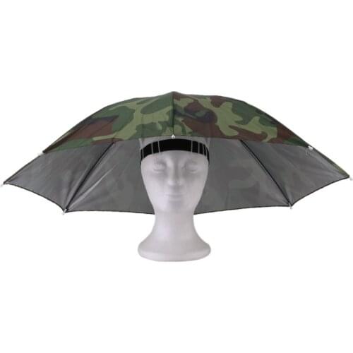 Portable Outdoor Sports 69cm Umbrella Hat Cap Folding Women Men Umbrella Fishing Hiking Golf Beach Headwear Handsfree Umbrella