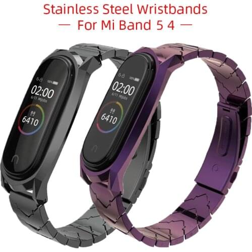 Stainless Band Steel for Mi Band 5 Strap for Xiaomi Band4 3 NFC Strap Bracelet Metal Global Version Compatible Wristbands Correa