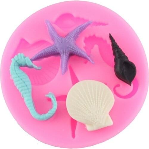 Sea Life Stlye Silicone Candy Chocolate Clay Gumpaste Sugar Craft Fondant Molds Cake Decorating Moulds