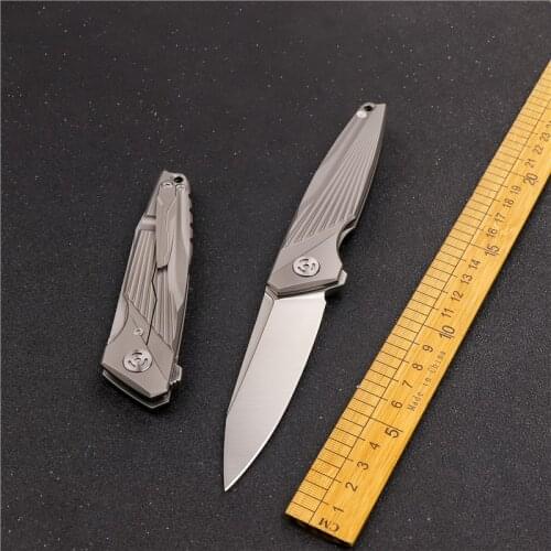 M390 steel folding knife outdoor camping portable pocket hunting knife titanium alloy handle tactical self defense EDC tool