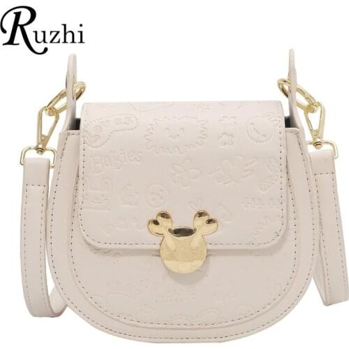 Mouse Shoulder Bags For Women 2021 Soft Leather Mini Bag Designer Bags For Girls Versatile Crossbody Bag Solid Small Square Bag