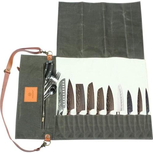 Portable Chef Knife Roll Bag Carry Case Bag Kitchen Cooking Durable Cookware Storage Pocket Western Food Cutter Roll Bag Camping