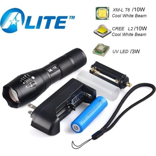 TMWT Hot G700 10W CREE L2 XM-L T6 LED 3W UV 365NM 395NM Zoom Power Flashlight Torch Light Lantern Lamp With18650 Battery