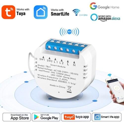 Tuya WiFi Smart Switch Smart Life APP Remote Control Light Switch Module Neutral Wire+Fire Wire Support Alexa Google Home