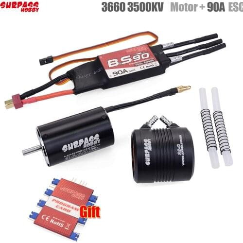 Waterproof 3660 3500KV Motor w/ Water Cooling Jacket & 90A Brushless ESC Programming Card For RC Boat RC Accessories