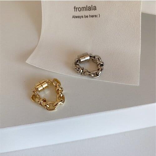 2021 New Hip Hop Punk Chunky Chain Earrings for Women Linked Metal Magnet Clip Earrings Without Piercing Minimalist Ear Cuff