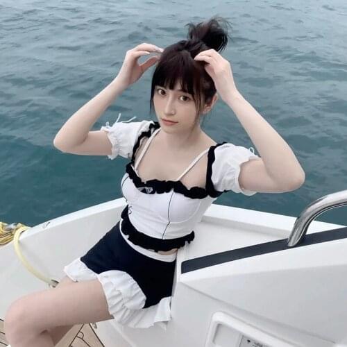 Korea Design 2021 Women Push Up Swimwear Sexy Bandage Two Piece Swimsuit Beach Wear Swim Monokini Backless Swim Suit