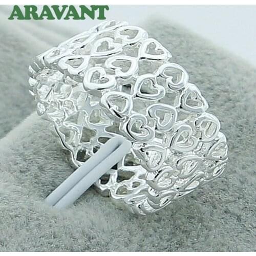 New Arrival 925 Jewelry Silver Plated Full Heart Rings For Women Romantic Wedding Jewelry Gifts