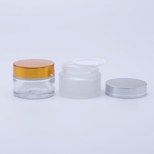 1pcs 30g Glass Cream Jars Cosmetic Packaging with lid plastic caps & inner liners round empty small glass jars