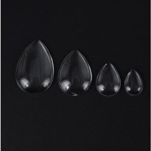 10-20Pcs Water Drop Transparent Clear Flat Glass Cabochon Pendant Cameo Setting For Bracelet pendant Jewelry Making Supplies
