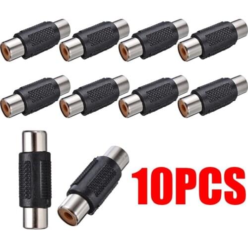 10pcs Single 1 RCA Female To Female AV Coupler Socket Adapter Extension Cables Stereo Audio Video Connector Accessories
