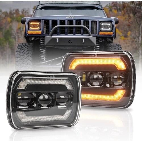 2 Pcs 65W Square 7x6 5x7 Inch LED Headlights for -Jeep -Wrangler YJ Cherokee XJ -Toyota -GMC Trucks H6054 H5054 H6054LL