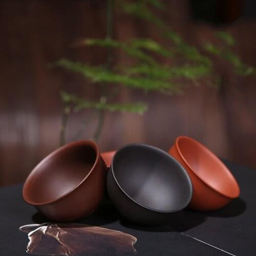 2pcs/set China Purple Clay Teacups 30ml 55ml 75ml Hand Made Purple Mud Tea Cup Kung Fu Tea Set Natural Ore Drinkware Tea Bowl