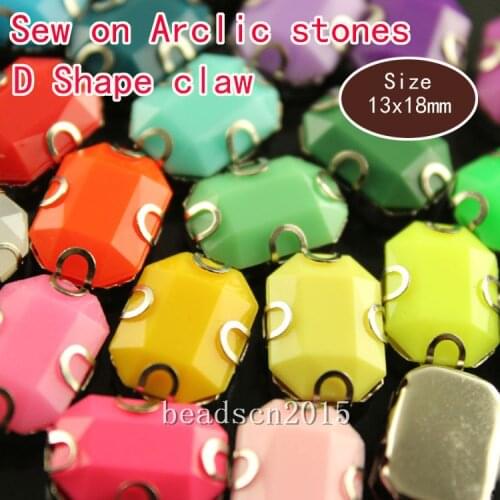 20pcs rectangle 13x18mm Candy acrylic rhinestones sew on with D shape settingJewelry Findings Garment Accessory Diy