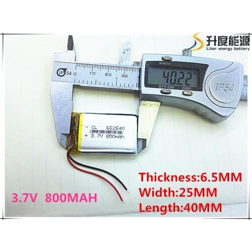 3.7V lithium polymer battery 6.5*2540 652540 800mAh MP3 MP4 GPS Bluetooth 6.5*25*40mm lithium battery small stereo bluetooth GPS